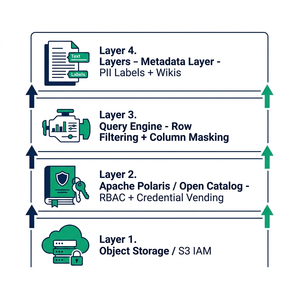 Apache Iceberg governance stack showing catalog and engine layers